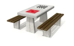Betongbord med sjakk og ludo