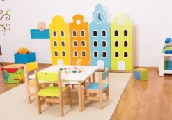 Byen skapdør blå