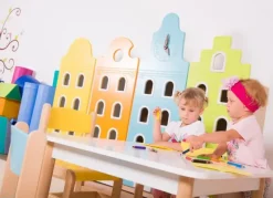 Byen skapdør blå