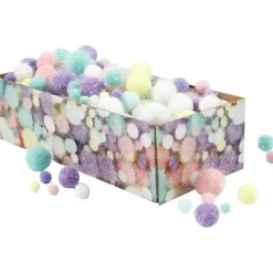 Pompons pastell med glitter