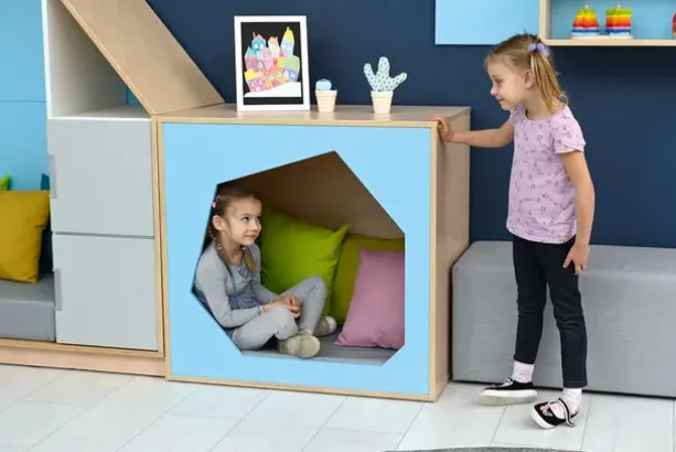 Quadro hulehus blå