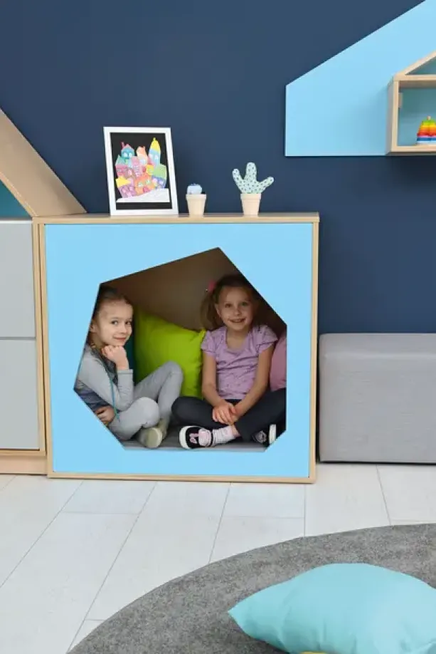 Quadro hulehus blå